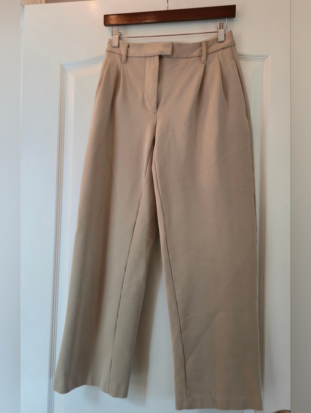 High-Rise Wide Leg Women's Pants in Beige
